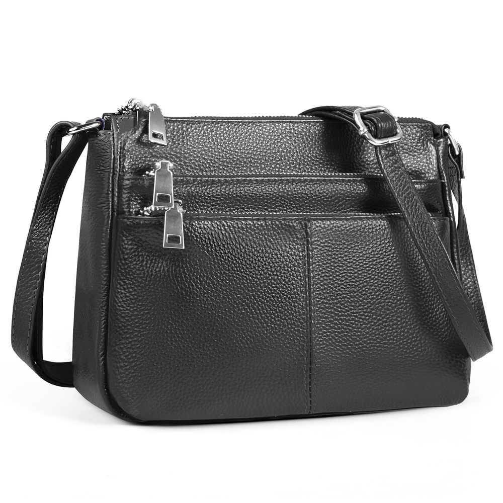 Genuine Leather Black Small Crossbody Purses Bags, ^-^